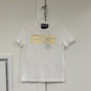 Versace Jeans Couture White Tee with Gold Lettering